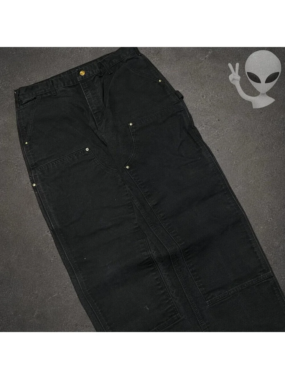 Vintage Carhartt B01 Black Double Knee Work Pants Made In USA Carpenter 32x30